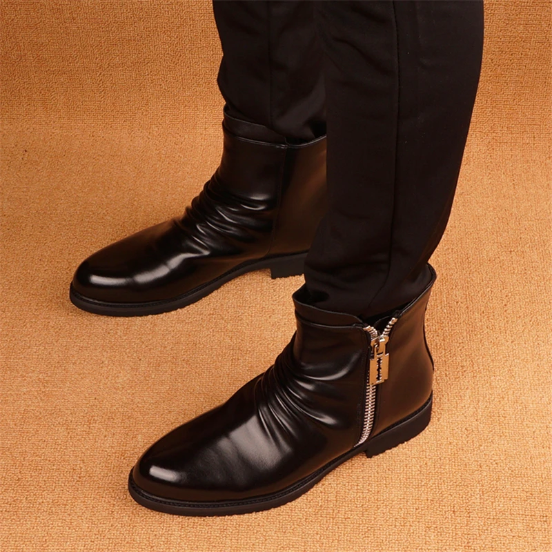 Демисезонные мужские классические ботинки челси черные модные дышащие кожаные