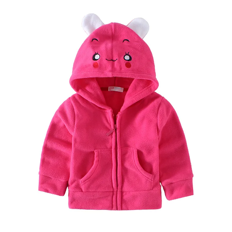Rose Red Rabbit Mudkingdom/пальто с капюшоном с изображением животных для маленьких мальчиков и девочек; яркие Зимние флисовые пальто - Цвет: Rose Red Rabbit