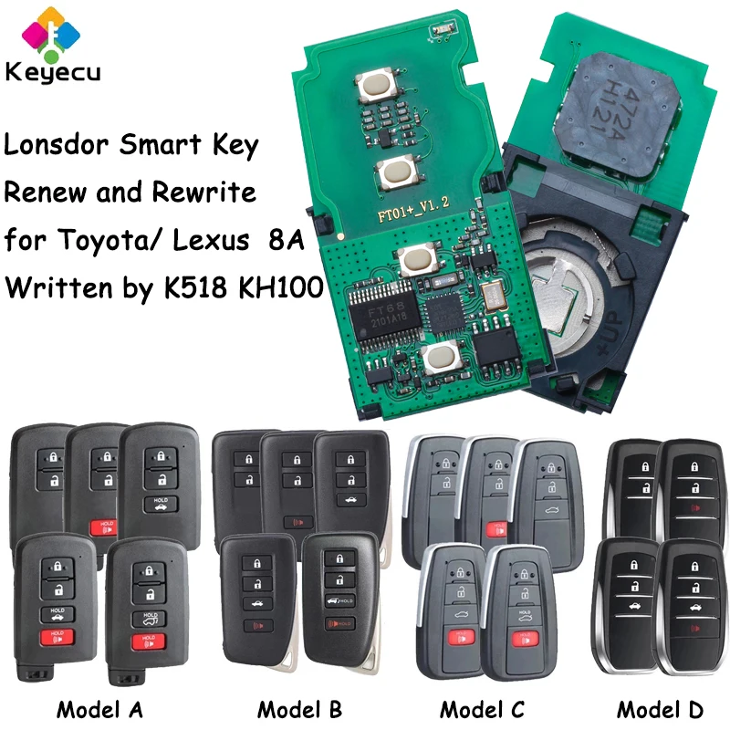 

KEYECU Lonsdor Universal 8A Chip Renew and Rewrite Board for Toyota for Lexus Smart Remote Key Needs to Be Written by K518 KH100