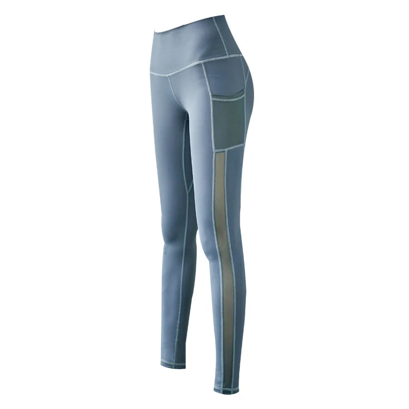 

Mesh Pocket Fitness Pants Women's High Waist Hip Yoga Pants Quick-drying Elastic Tight Running Long Pants Seamless Leggings