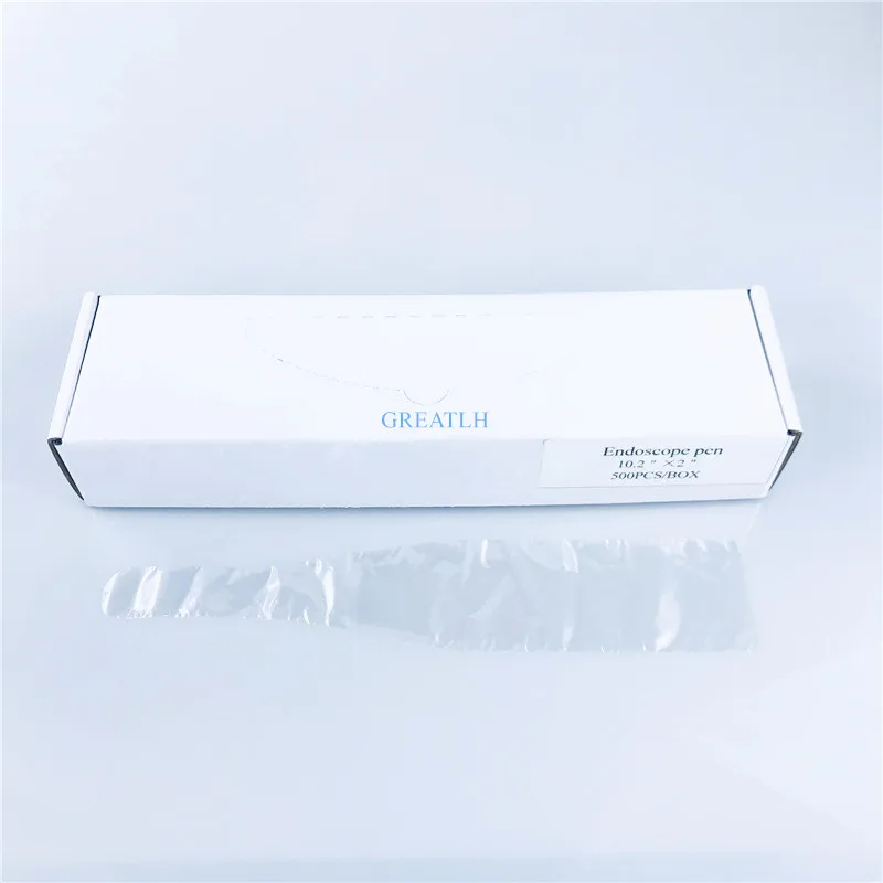 500 unids/caja de Material Dental, fundas desechables de plástico Poly para cámara oral, película protectora/cubierta para endoscopio
