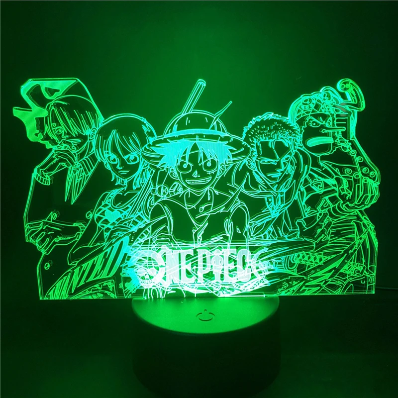 Цельнокроеный ночник Luffy Sanji Zoro Nami 3D светодиодсветодиодный иллюзионная