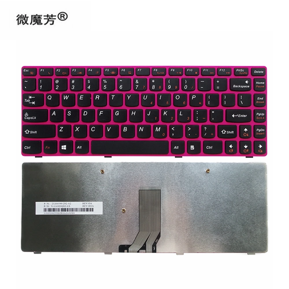 Новая клавиатура для lenovo G480 G485 Z380 Z480 Z485 G410 G490 G400 G405 G410 США черная кнопка розовая рамка Клавиатура для ноутбука