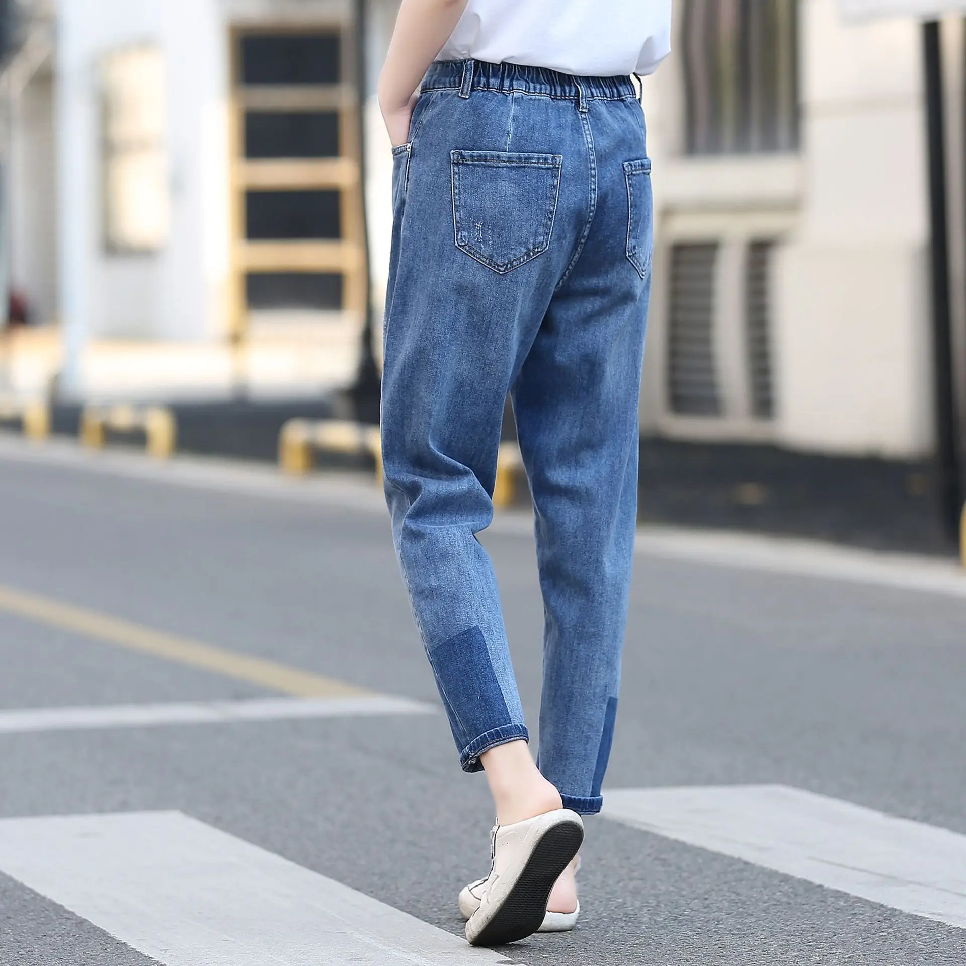 Женские джинсы весеннего размера плюс шаровары женские Стрейчевые джинсовые