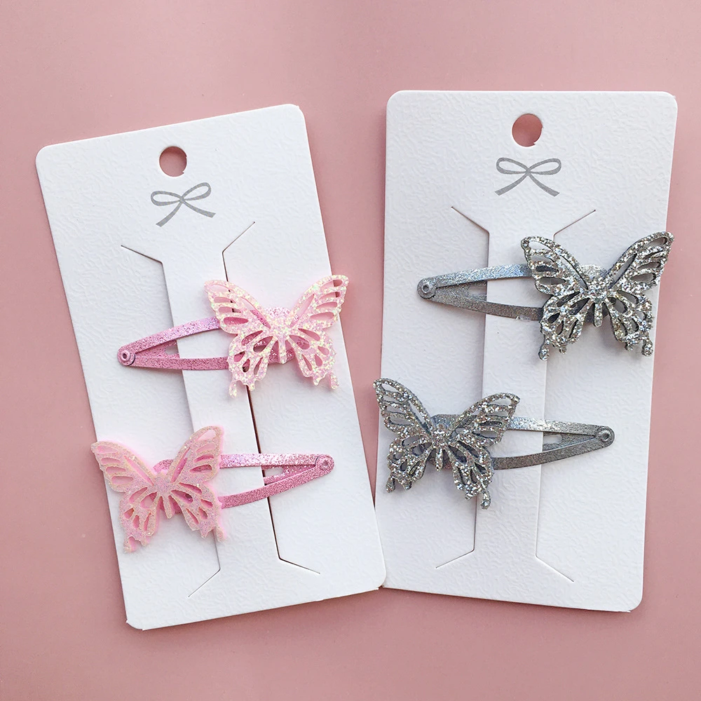 

10Sets Glitter Butterfly Snap Clips Hairpins Cartoon Barrettes Princess Headwear Fashion Boutique Hair Accessories for Girls