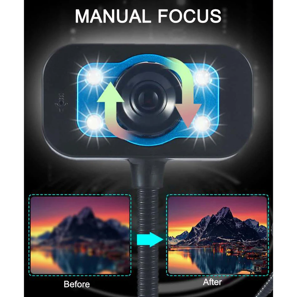 1080P USB веб камера с микрофоном Компьютерная ноутбук или настольная HD микрофон для