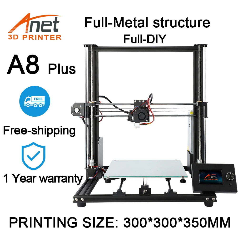 Комплекты для 3D-принтера Anet A8 plus размер печати полностью металлическая рама