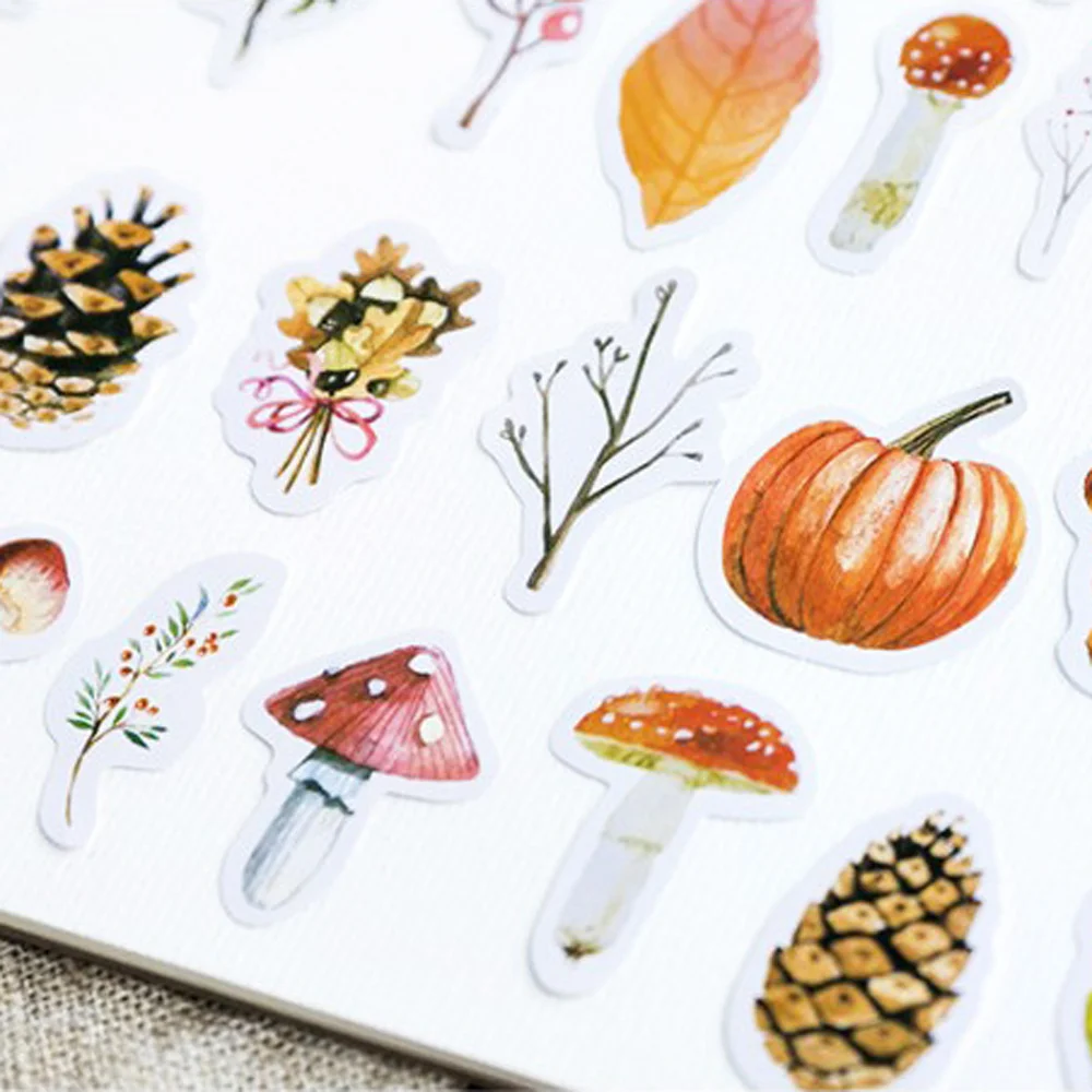 46 шт. милые осенние наклейки для дневника леса модные канцелярские