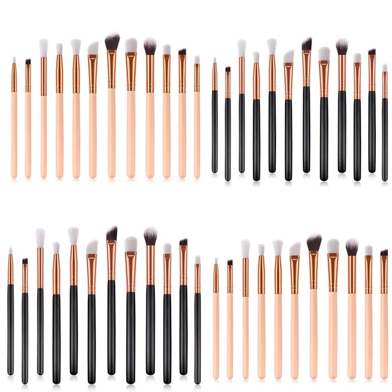 

12 wooden handle eye shadow brush portable eye makeup tool