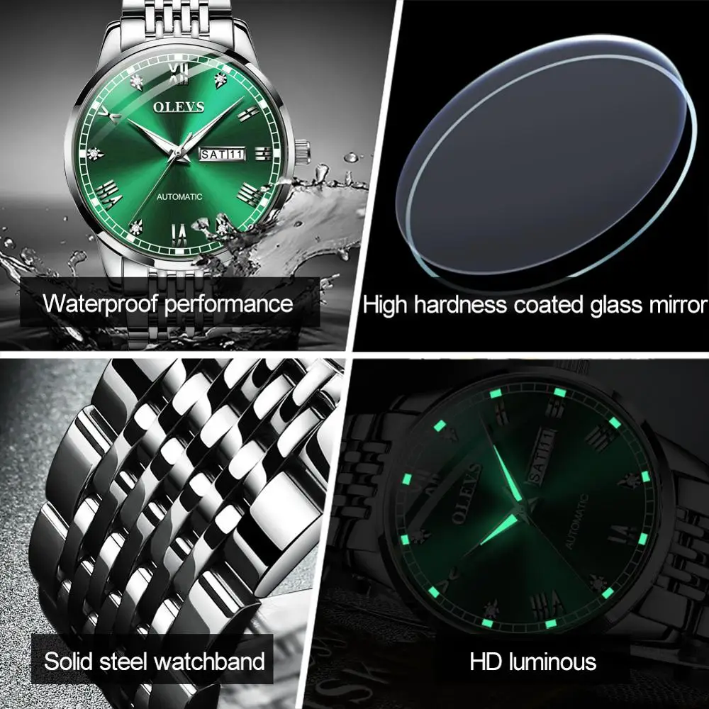

Men's Automatic Mechanical Wristwatch luxury fashion casual trending brand tungsten steel watchband with double calendar clock
