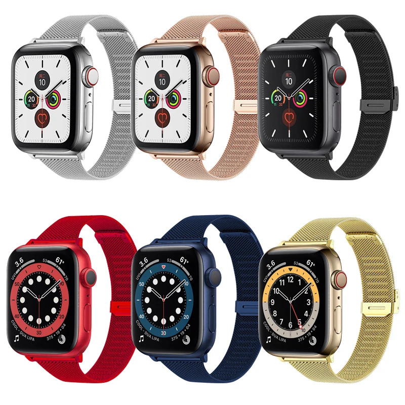 Ремешок для Apple Watch band 6 5 se 4 3 2 металлический браслет Миланская петля iWatch series 44 мм 40