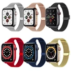 Ремешок для Apple Watch band 6 5 se 4 3 2, металлический браслет Миланская петля для iWatch series 44 мм 40 мм 38 мм 42 мм красный
