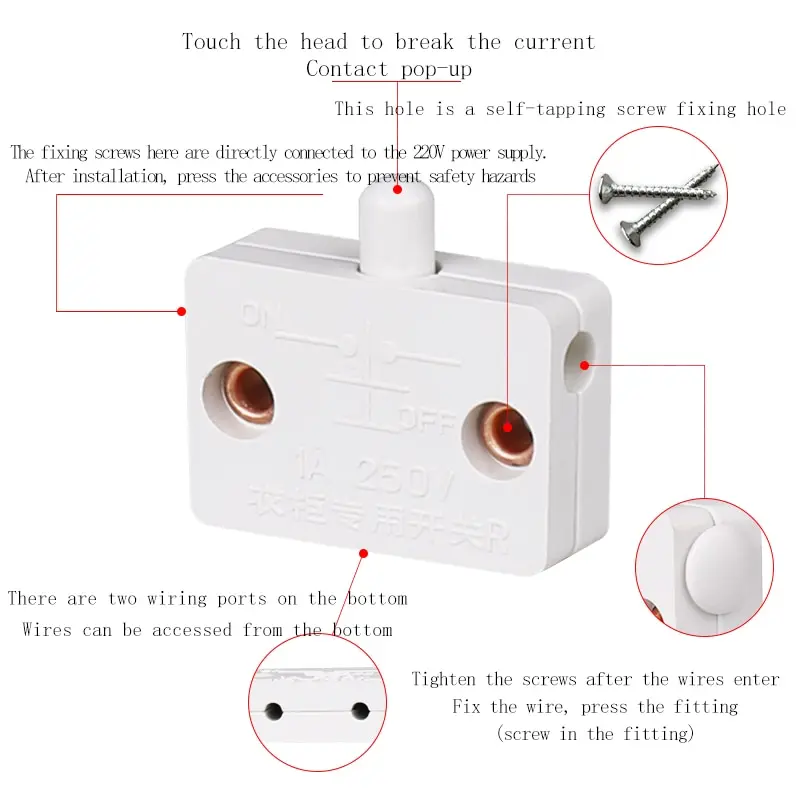 

Closet Cabinet Light Switch Automatic Reset Switch Household Cabinet Door Control Switch Wardrobe Light Switch