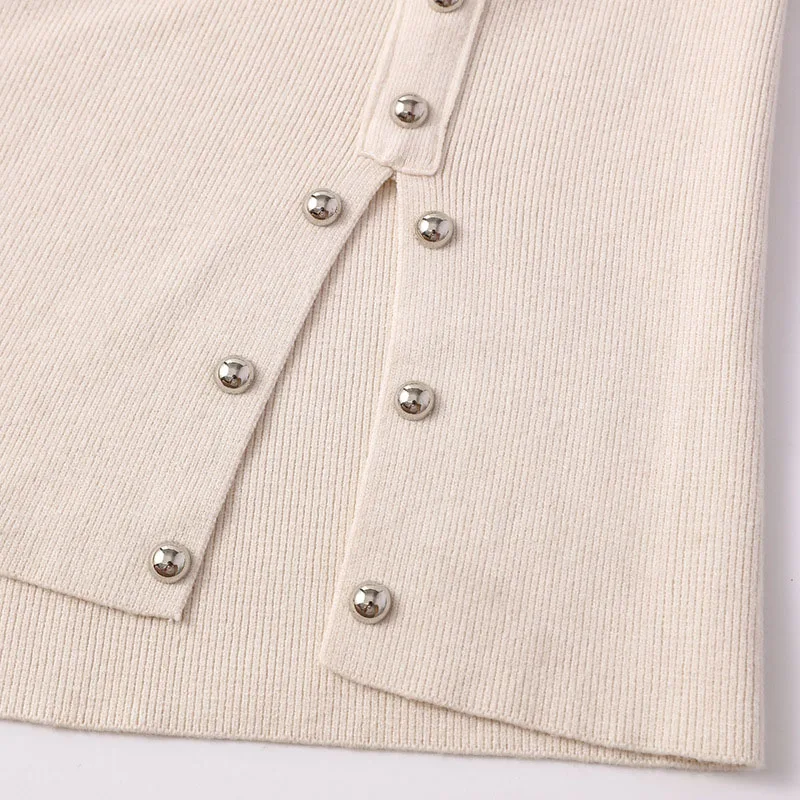 

Fashion Women's Wool Knit Skirts Office Ladies Wear to Work Formal Bottoms Side Rivet Split Pack Hips Pencil Skirts