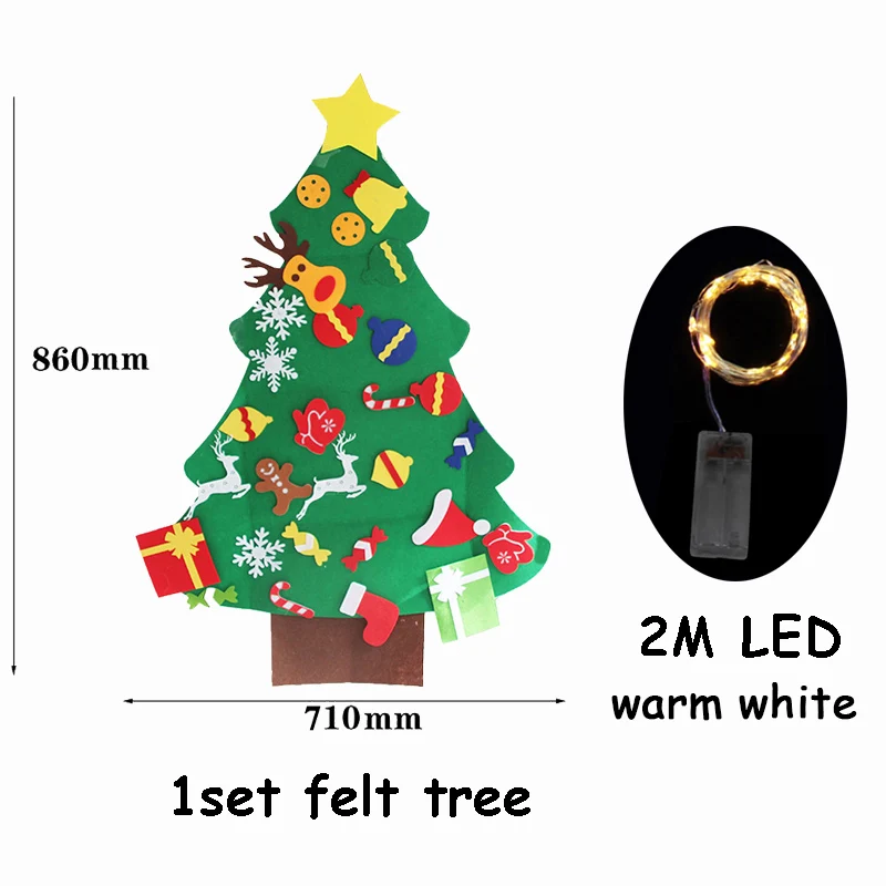 Christmas Tree 10 1 Набор 3D войлочная Рождественская елка с 2 м светодиодный светильник Рождественский подарок на год Navidad Natal для детей рождественские украшения для дома - Цвет: Christmas Tree 10