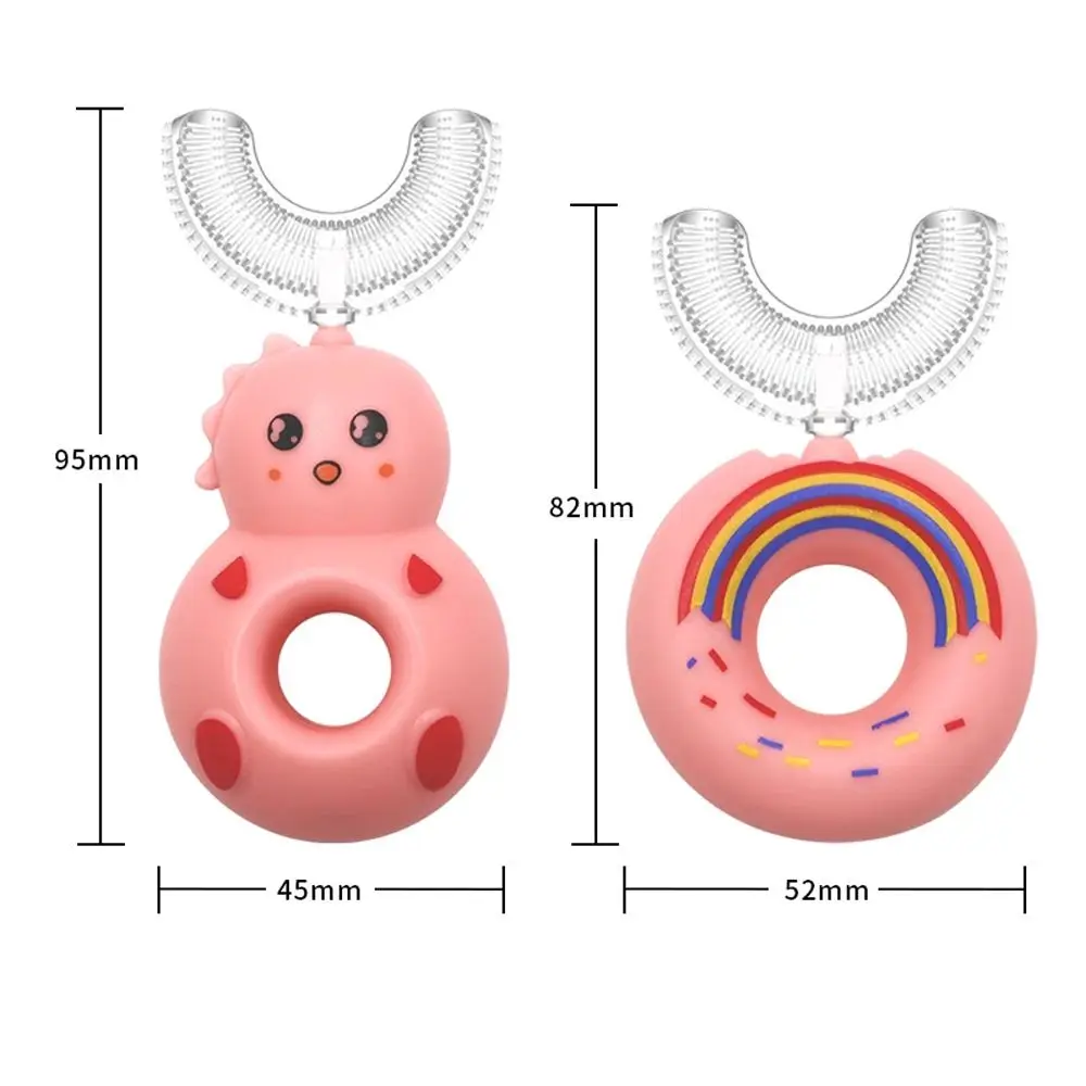 Cepillo de dientes port&aacute;til en forma de U para beb&eacute;, 360 grados, de silicona, limpiador de dientes con forma de Donut de dibujos animados, cuidado bucal, 2-12 a&ntilde;os-5