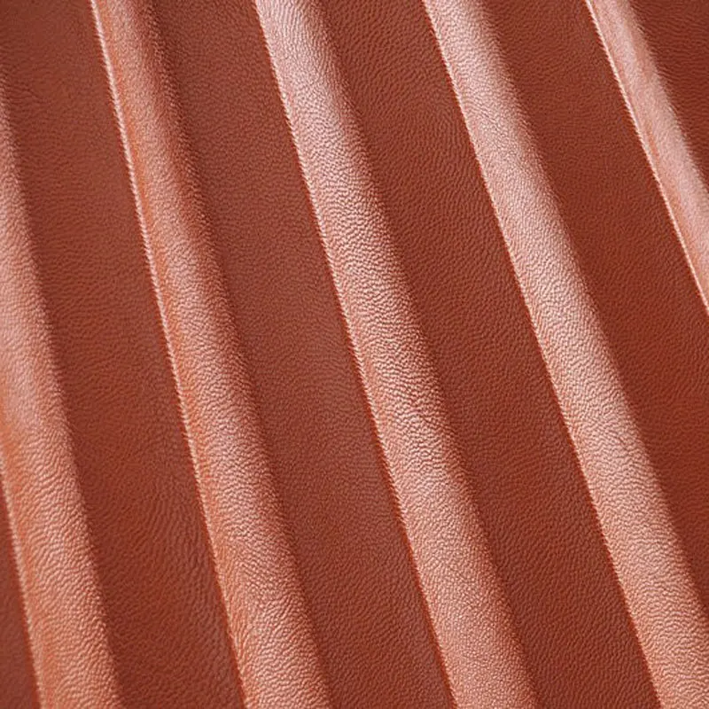 

High Waist PU Leather Womens Pleated Skirt Faux Leather Casual Brown Midi Zora Skirt Faldas Womens Winter Clothes Streetwear