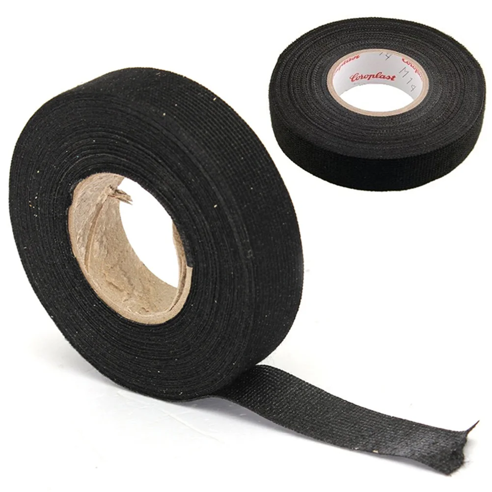 

Black Color 1Roll 15mx9mm/19mmx15m Wiring Harness Tape Strong Adhesive Cloth Fabric Tape For Looms Cars