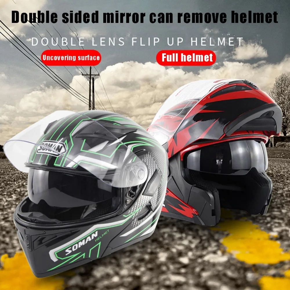 

SOMAN SM955 Flip Up Full Face Motorbike Helmet Modular Motorcycle Racing Crash Helmet Hightway Off Road Helmets for Men/Women