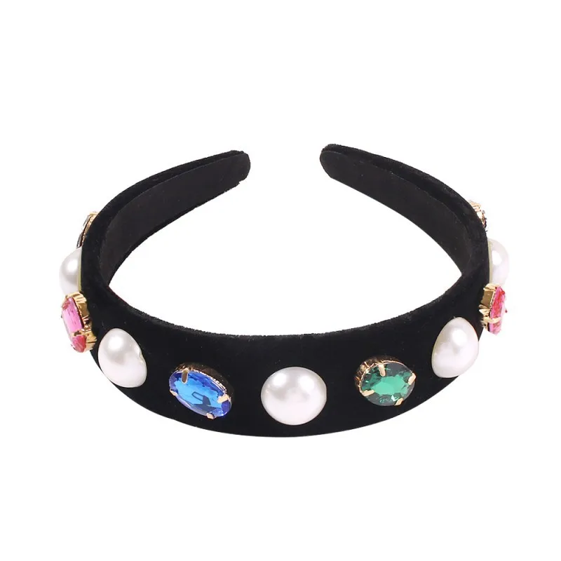 Женские черные повязки на голову для женщин большой жемчужный обруч волос