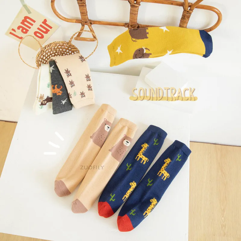 New Infant Baby Girls Boys Soft Cotton Children Socks Kids Knee High Cute Printing Long Sock Candy Color Toddler Newborn Socken | Детская