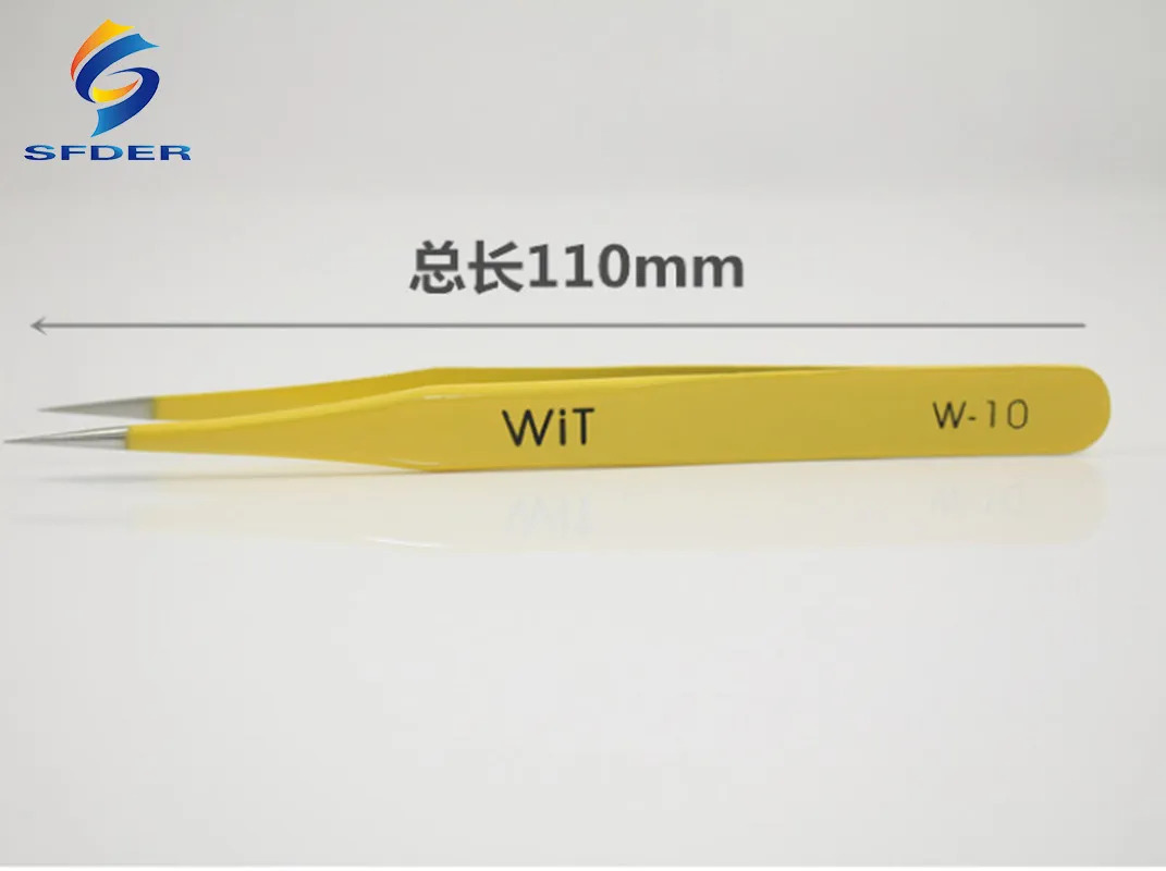 WIT ЦВЕТ: желтый Супер жесткий Высокая Точность Пинцет Набор острый нос изогнутое