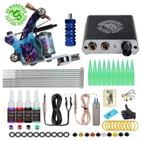 free ship cheap beginner tattoo kit with hot sales usa brand ink one machine complete power supply dragonhawk art pigment