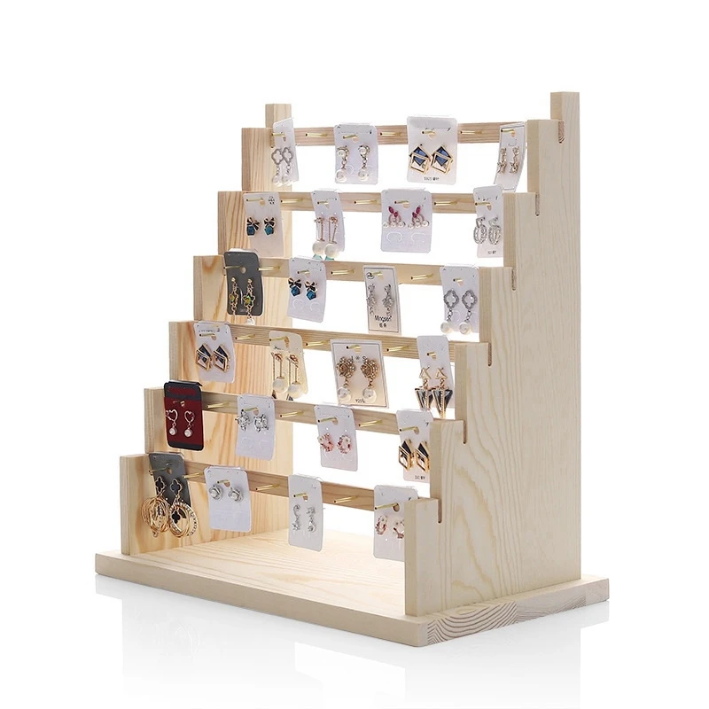

Solid Wood Ear Storage Jewelry Rack Hanging Ear Clip Earrings Shelf Necklace Bracelet Jewelry Display Stand Props