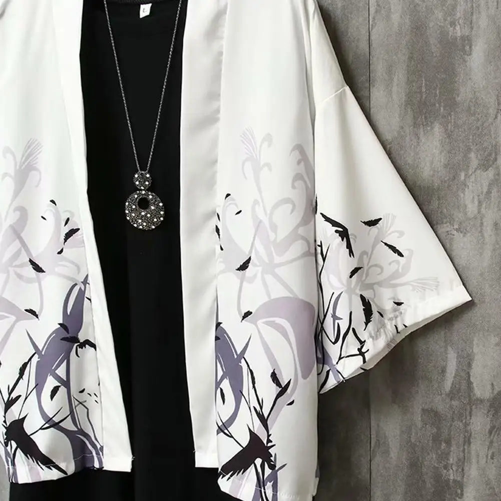 

MISSKY Men Women Cardigan Summer Japanese Ukiyo-Kai Robe Flying Bird Print Chinese Style Sunscreen Retro Coat