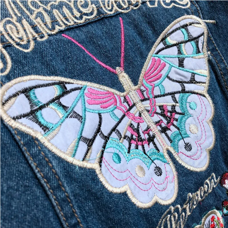 Girls Denim Jackets Coats Lovely Butterfly Applique Children's Clothing Fashion Outerwear Spring Autumn Kids Jacket 3-8 Y | Детская