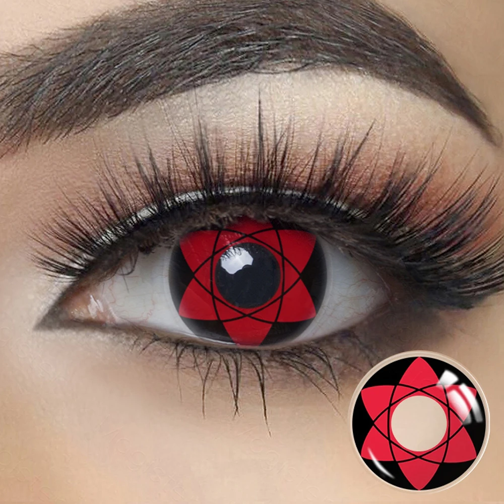 Red Lenses Anime Cosplay Contact Colored for Eyes Color 2Pcs Halloween Year Sharingan | Красота и здоровье