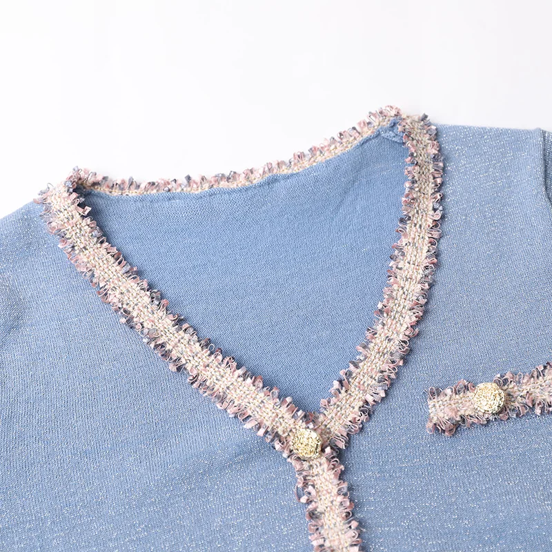 Свитер Женский вязаный с V-образным вырезом и коротким рукавом | Женская одежда