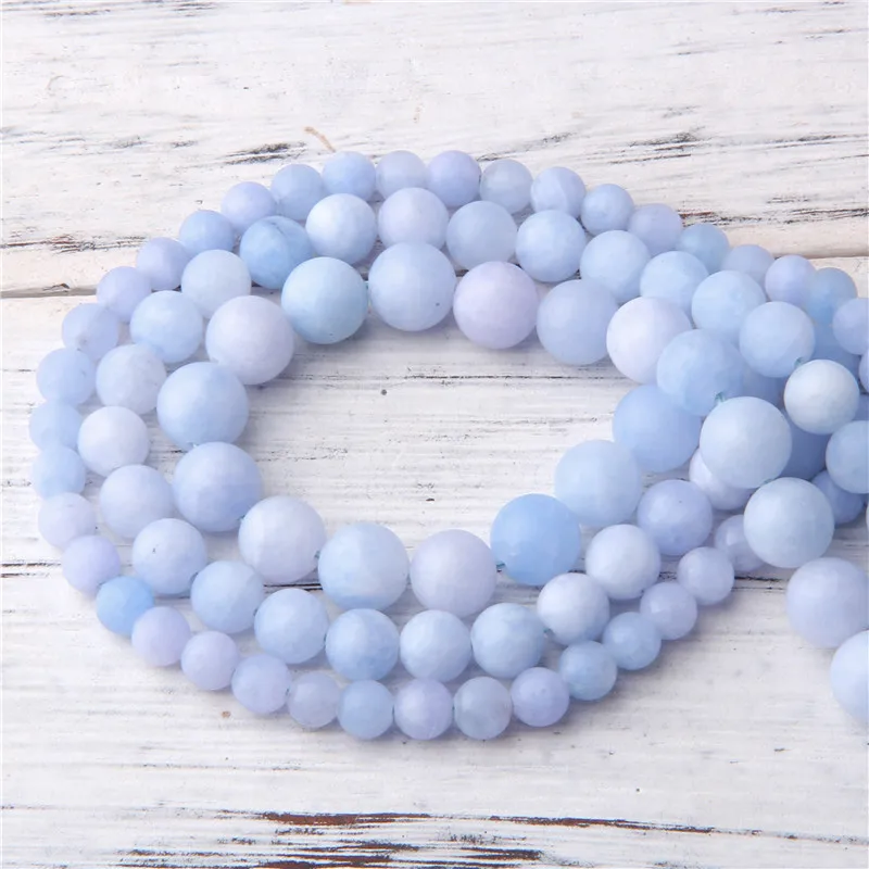 Бусины Из Натурального матового голубого ангелита 4/6/8/10/12 мм | Украшения и