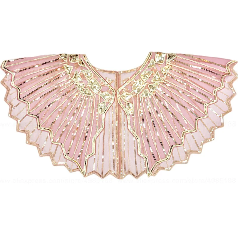 Pink Shawl -C Винтажная черная сетка 1920s& блестки Хлопушка капель розовый/бежевый/Абрикосовый/розовый - Цвет: Pink Shawl -C