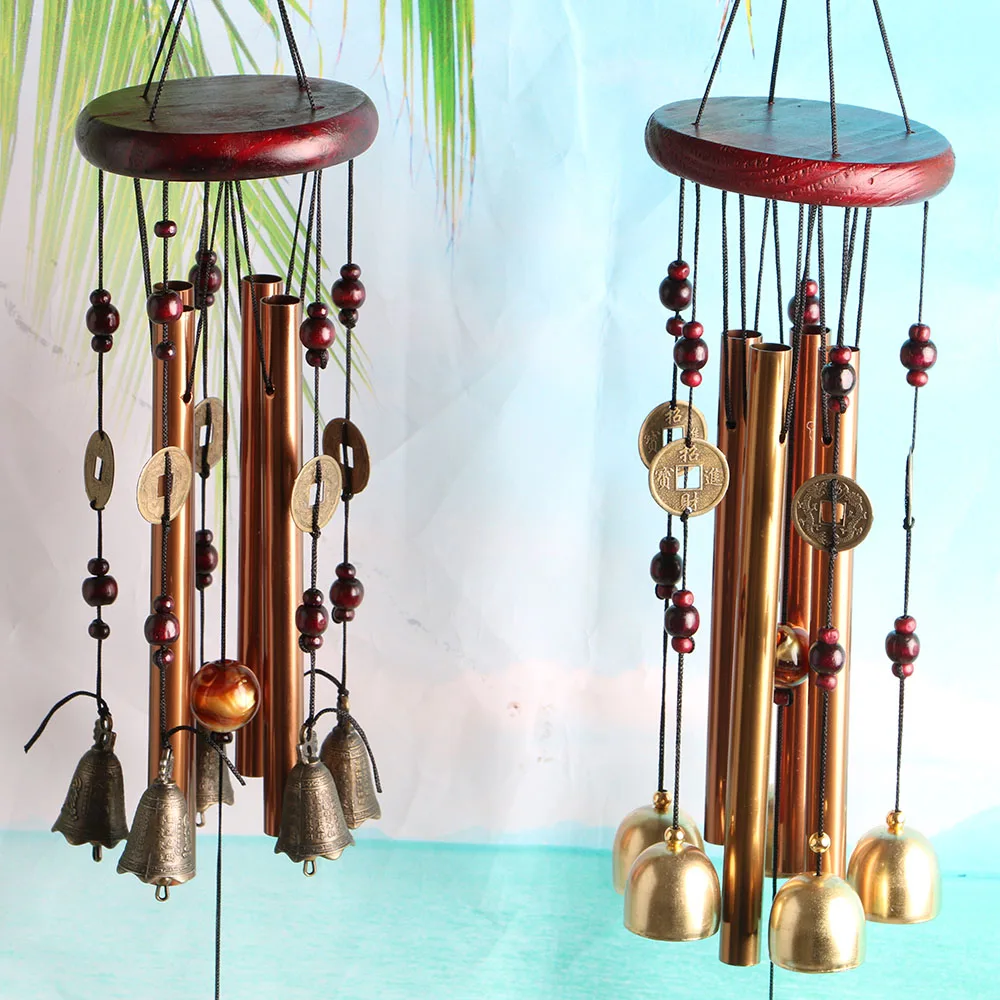 

Antique Amazing 4 Tubes 5 Bells Copper Wind Chimes Yard Garden Outdoor Living Windbell Gift Hanging Decoration