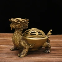 8chinese folk collection old bronze dragon turtle statue faucet turtle body incense burner office ornaments town house exorcism