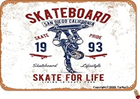 tarika skateboard san diego california skate for life 20x30 cm vintage look iron decoration plaque sign