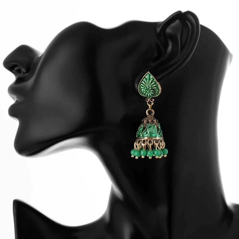 Индийские Jhumka серьги «Слоник» цыганские ювелирные изделия в стиле ретро этнические бусины в античном стиле висячие серьги с кисточками для женщин богемный подарок