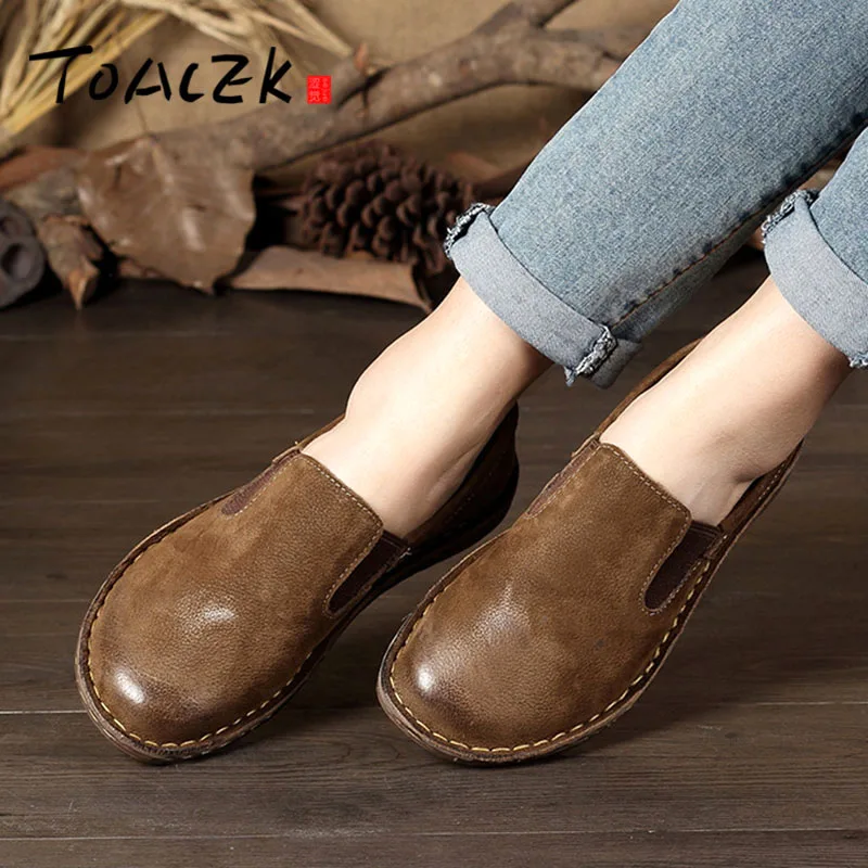 Новые весенние тонкие туфли женские кожаные ручной работы повседневные на