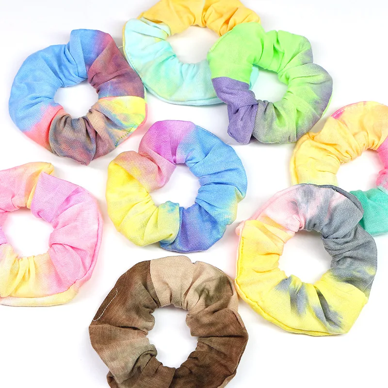 

2Pcs/Bag Vintage Women Hair Scrunchies Hairband Tie Dye Fashion Bandage Elastic Hair Bands Ponytail Holder Lady Hair Accessories