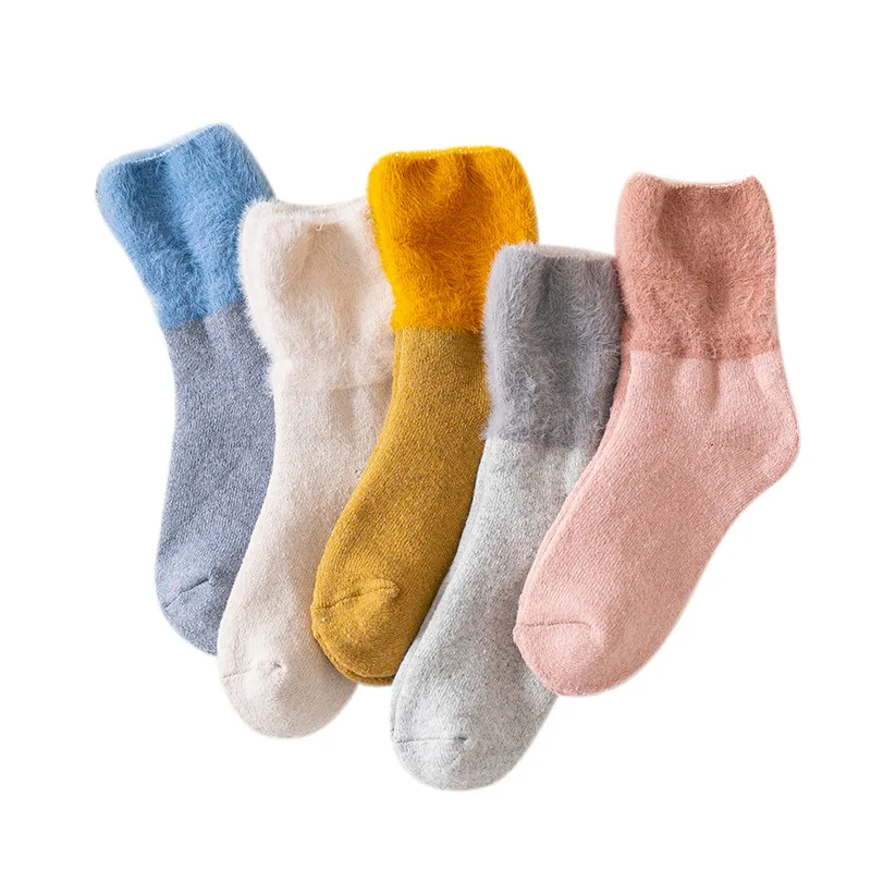 20pairs/set Ladies Solid Color Cotton Socks Warm Terry Female Winter Socks Wholesale High Quality Women Fashion