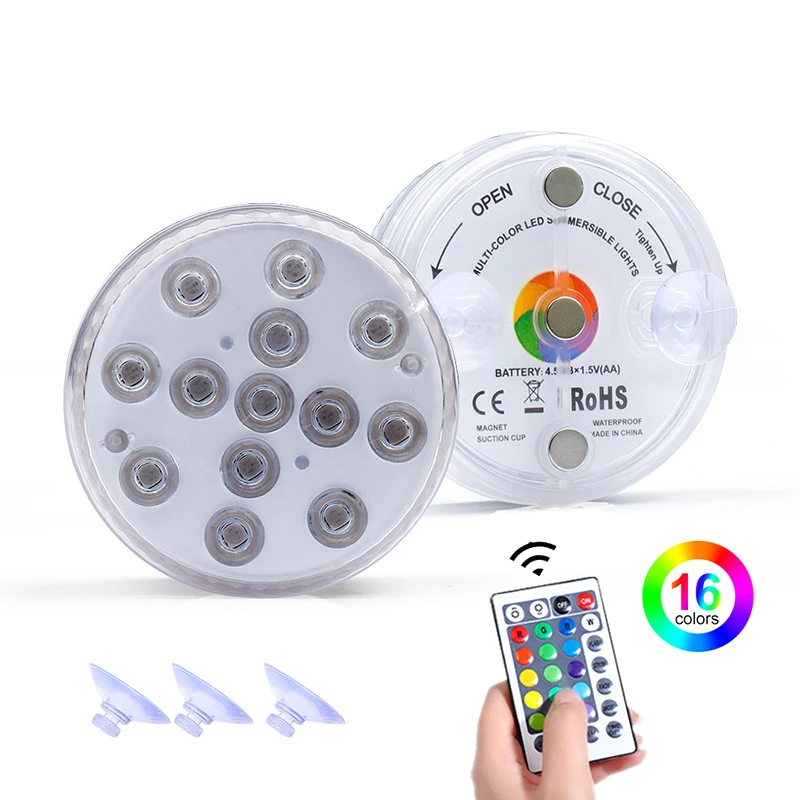 

RGB-светильник для бассейна, USB, перезаряжаемый, погружной, светодиодный ночник с присоской, Радиочастотное управление, подводный светильник ...