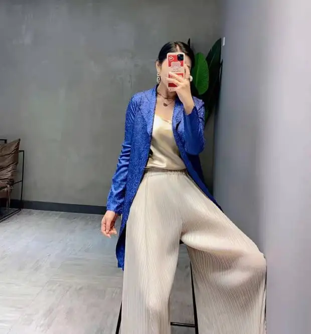 Тренчкот Miyake с отложным воротником жаккардовая Длинная ветровка на одной