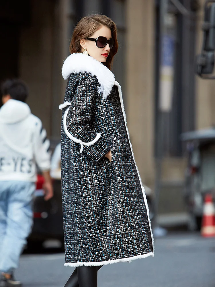 Natural Rex Rabbit Fur Coat Winter Real Jacket Double-faced Shearling Wool Collar Genuine Leather Q99155T8 YY1757 | Женская одежда