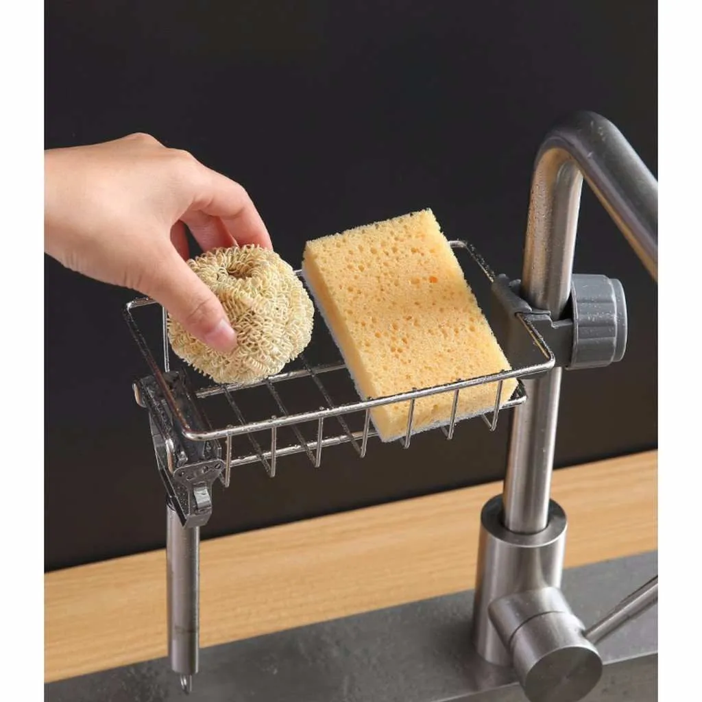 

Stainless Steel Faucet Rack Kitchen Sink Storage Shelf Sponge Dish Cloth Finishing Rack Drain Pool Rag Storage Drain Dry Rack