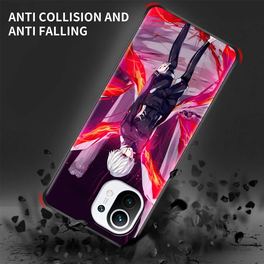 Black Soft Cover For Xiaomi Mi Poco X3 NFC 10T Pro M3 11 Note 10 Lite 9 9T F3 A2 F1 Silicone Phone Case Anime Tokyo Ghoul Fundas