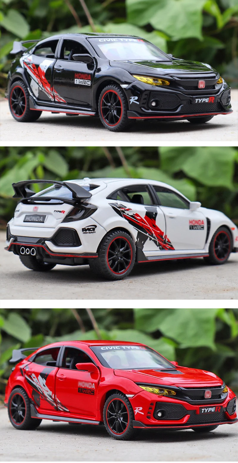 

1/32 Car Model Jiaye C ivic Graffiti Simulation Alloy Die-casting Sound and Light Pull Back For Collectibles Children's Gifts