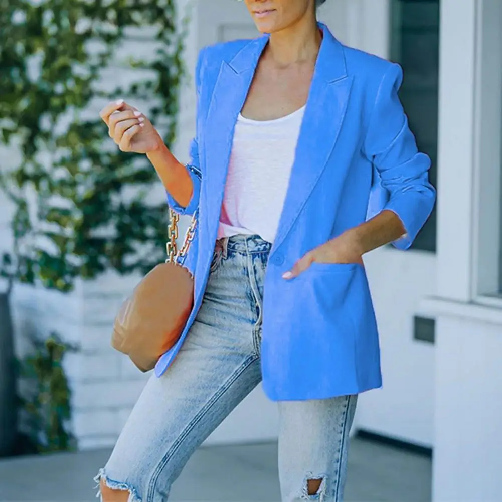 

Suits Coat Simple Turndown Collar One Button Suits Pockets Coat Lapel Breathable Fashion Blazer