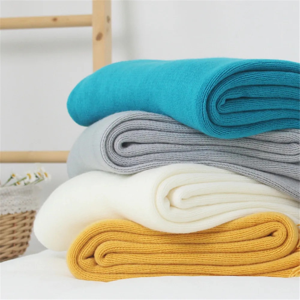 

American Country Blanket Super Soft Wool Knitted Blanket Solid Color Decorative Sofa Blanket Napping Blanket with Towel Throws