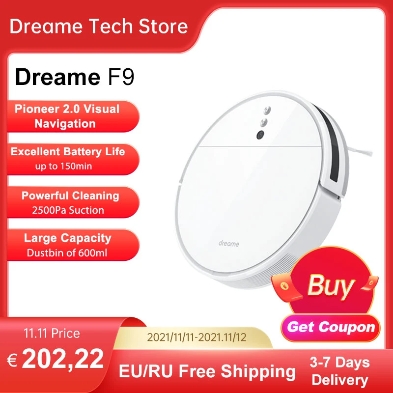робот-пылесос dreame F9 для дома, беспроводная мойка, уборка, 2500 па, мощный всасывающий аспиратор - Апрельский топ товаров с Али